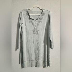Soft Surroundings Women’s Long Sleeve Faux Suede Beaded design dress size petite